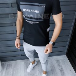Tricou barbati negru slim fit M1152   N7-4.1-Tricouri