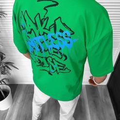 Tricou barbati verde  cu imprimeu pe spate  oversize 11814 22A-2.3-Tricouri