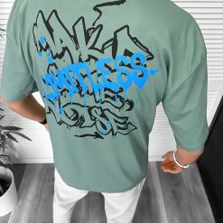 Tricou barbati vernil  cu imprimeu pe spate  oversize 11814   D3-4.1-Tricouri