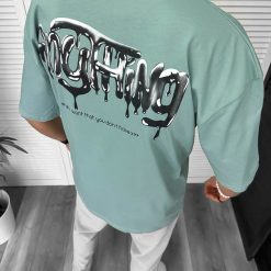 Tricou barbati vernil  cu imprimeu pe spate  oversize 11818  O5-7.2-Tricouri