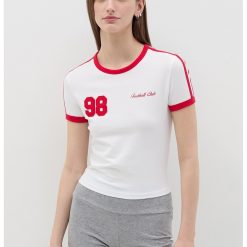 Tricou crop cu croiala slim-fit-FEMEI-