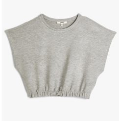 Tricou crop cu insertie elastica-FEMEI-