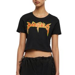Tricou crop unisex cu imprimeu text-FEMEI-