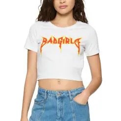 Tricou crop unisex cu imprimeu text-FEMEI-