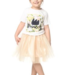 Tricou cu decolteu la baza gatului si imprimeu-FETE-