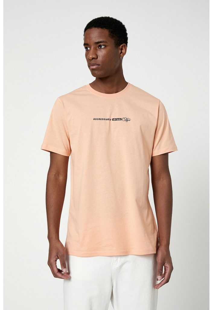 Tricou cu decolteu la baza gatului si imprimeu-BARBATI-