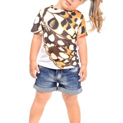 Tricou cu decolteu la baza gatului si imprimeu-FETE-