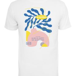 Tricou cu decolteu la baza gatului si imprimeu grafic-FEMEI-