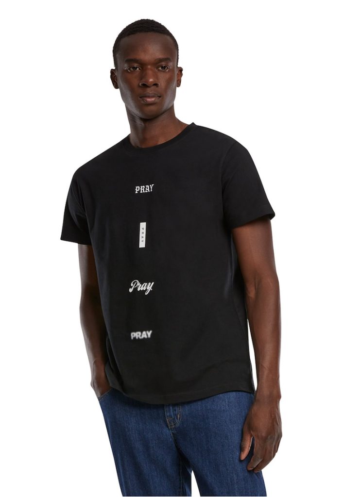 Tricou cu decolteu la baza gatului si imprimeu text-BARBATI-