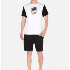Tricou cu decolteu la baza gatului si maneci contrastante-BARBATI-