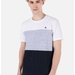 Tricou cu decolteu la baza gatului si model colorblock-BARBATI-
