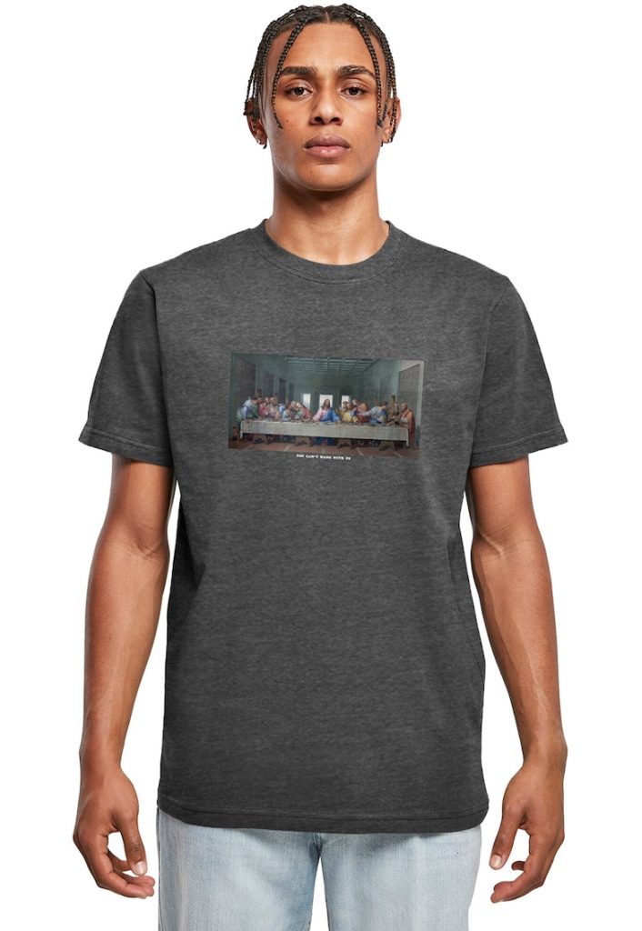 Tricou cu decolteu la baza gatului si model grafic-BARBATI-
