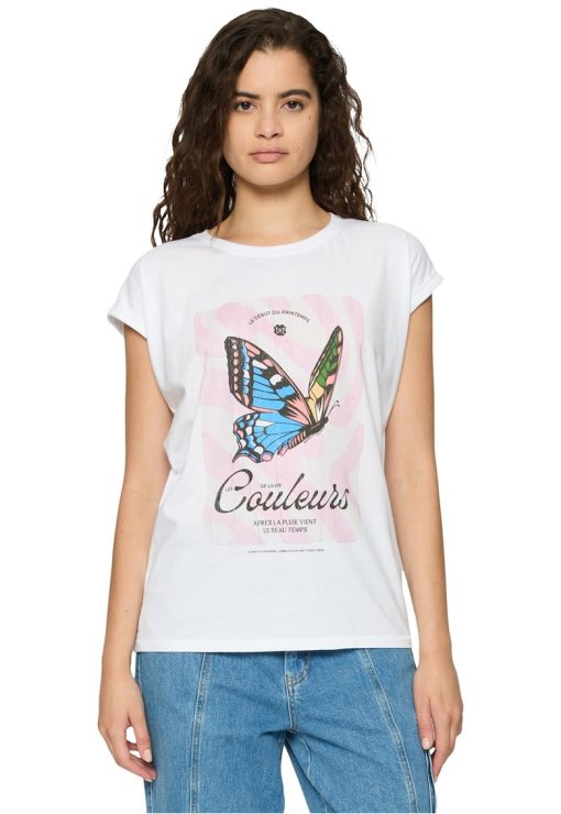 Tricou cu imprimeu cu fluture-FEMEI-