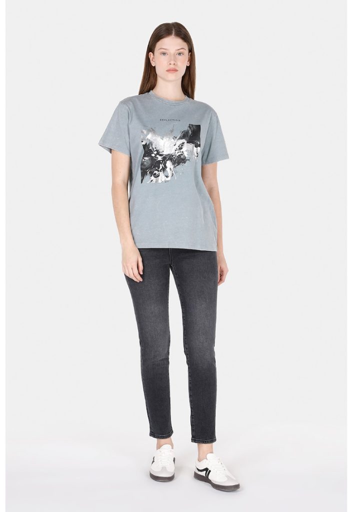 Tricou cu imprimeu grafic-FEMEI-