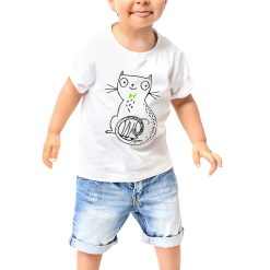 Tricou cu imprimeu pisica-FETE-