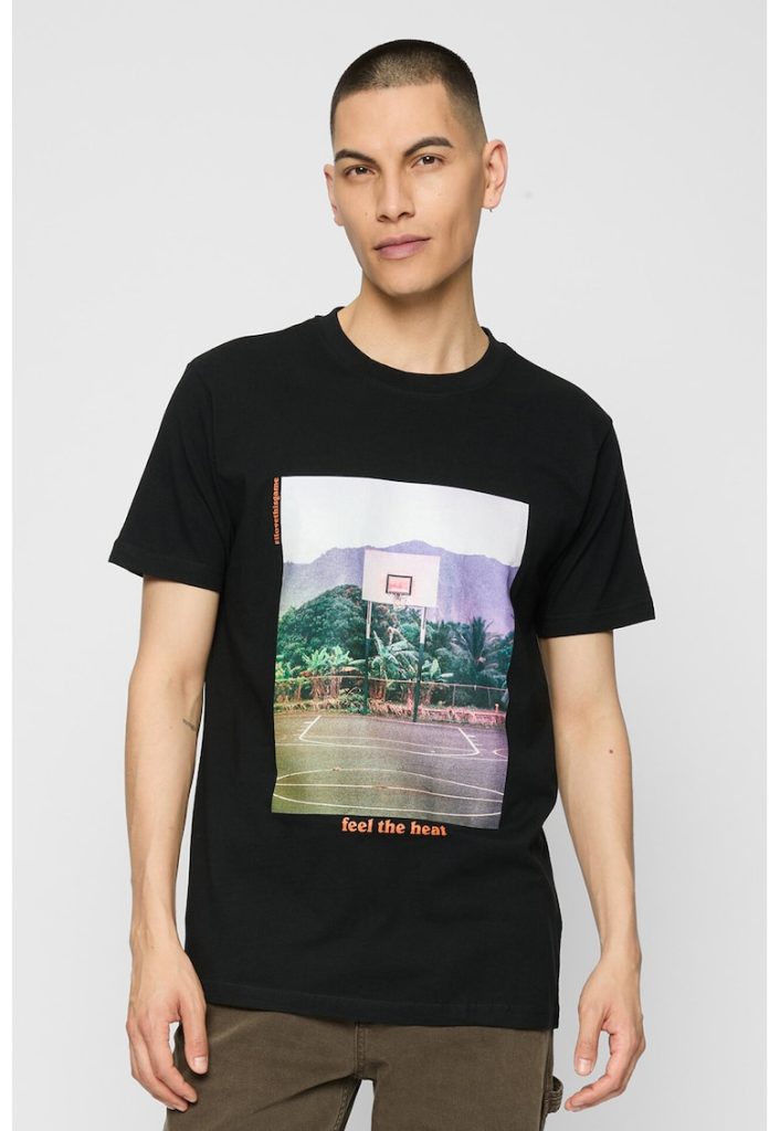 Tricou cu imprimeu si decolteu la baza gatului-BARBATI-