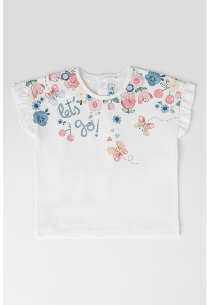 Tricou cu imprimeu si maneci cu volane-FETE-IMBRACAMINTE/Tricouri si maiouri