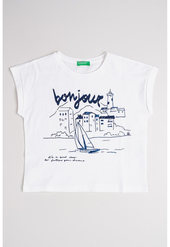 Tricou cu imprimeu text-FETE-IMBRACAMINTE/Tricouri si maiouri