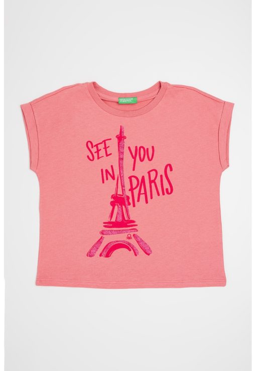 Tricou cu imprimeu text-FETE-IMBRACAMINTE/Tricouri si maiouri