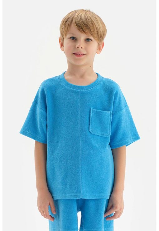 Tricou cu maneci cazute si buzunar pe piept-BAIETI-IMBRACAMINTE/Tricouri si maiouri