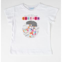 Tricou de bumbac cu decolteu la baza gatului-FETE-IMBRACAMINTE/Tricouri si maiouri