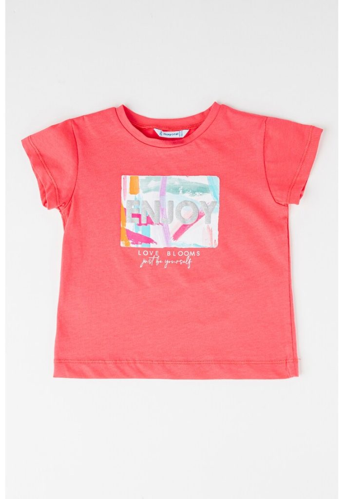 Tricou de bumbac cu decolteu la baza gatului-FETE-IMBRACAMINTE/Tricouri si maiouri