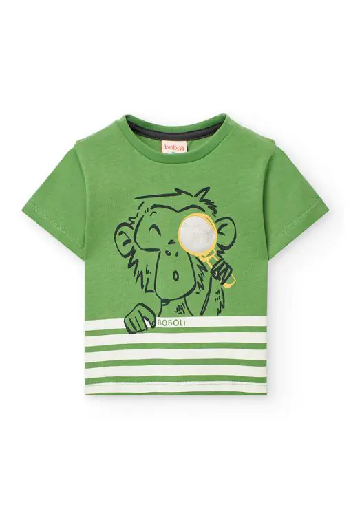Tricou de bumbac cu decolteu la baza gatului-BAIETI-