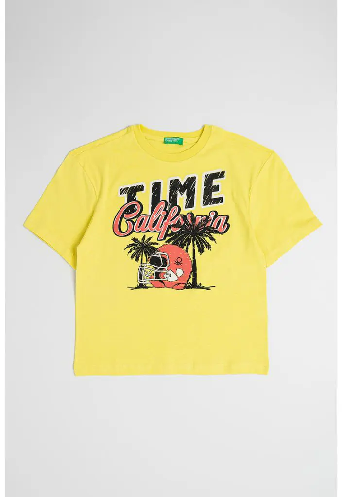 Tricou de bumbac cu decolteu la baza gatului si imprimeu-BAIETI-IMBRACAMINTE/Tricouri si maiouri