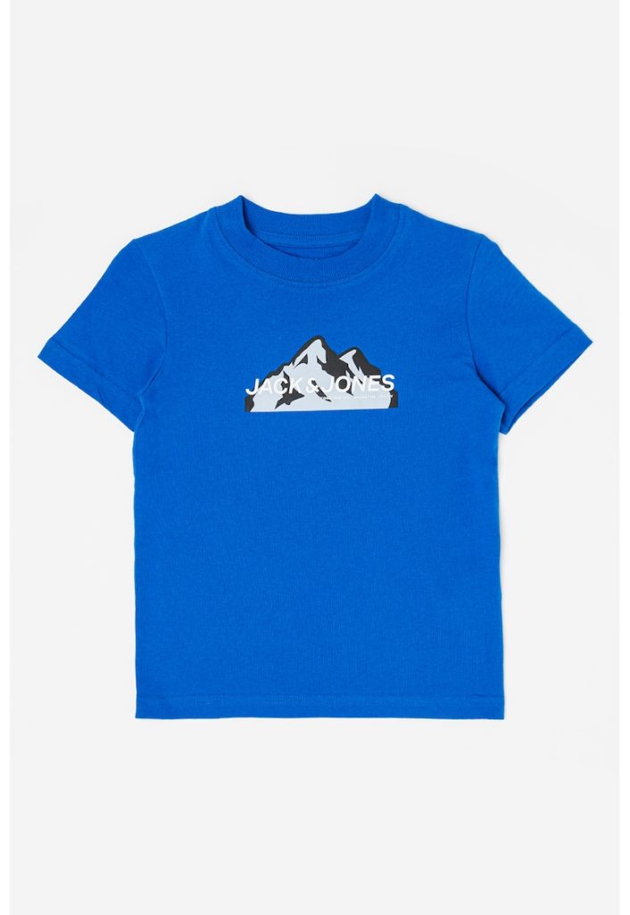 Tricou de bumbac cu decolteu la baza gatului si imprimeu Mountain-BAIETI-IMBRACAMINTE/Tricouri si maiouri