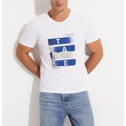 Tricou de bumbac cu imprimeu text si grafic-BARBATI-