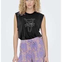 Tricou de bumbac organic cu broderie grafica-FEMEI-IMBRACAMINTE/Tricouri si maiouri