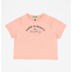 Tricou din bumbac cu imprimeu text-FETE-