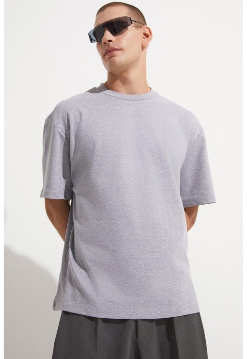 Tricou din bumbac cu maneci cazute-BARBATI-