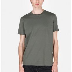 Tricou din bumbac cu model uni si decolteu la baza gatului-BARBATI-IMBRACAMINTE/Tricouri si maiouri