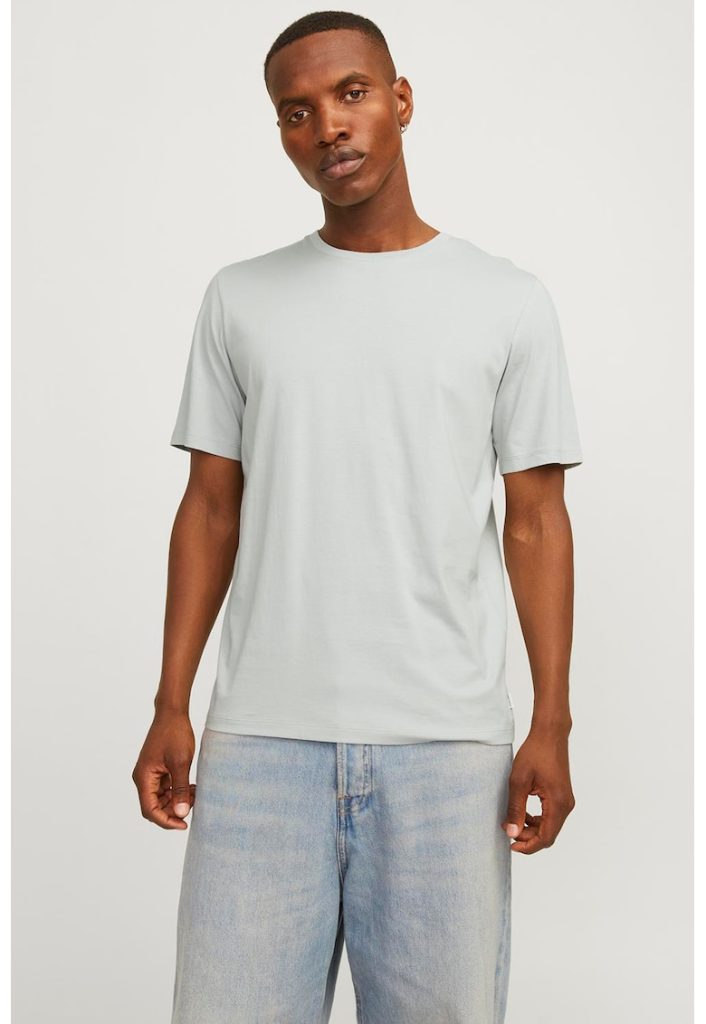 Tricou din bumbac organic cu decolteu la baza gatului-BARBATI-IMBRACAMINTE/Tricouri si maiouri