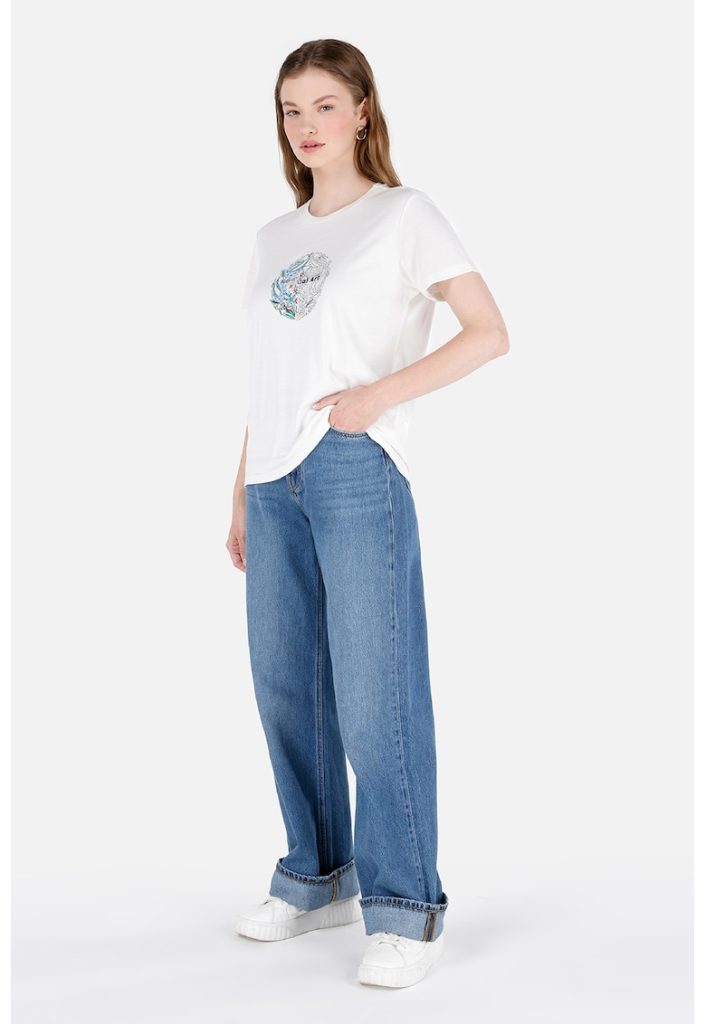 Tricou lejer cu imprimeu-FEMEI-