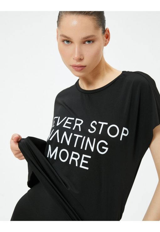 Tricou lejer cu imprimeu text-FEMEI-IMBRACAMINTE/Tricouri si maiouri
