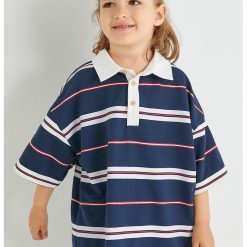 Tricou polo lejer cu dungi-BAIETI-