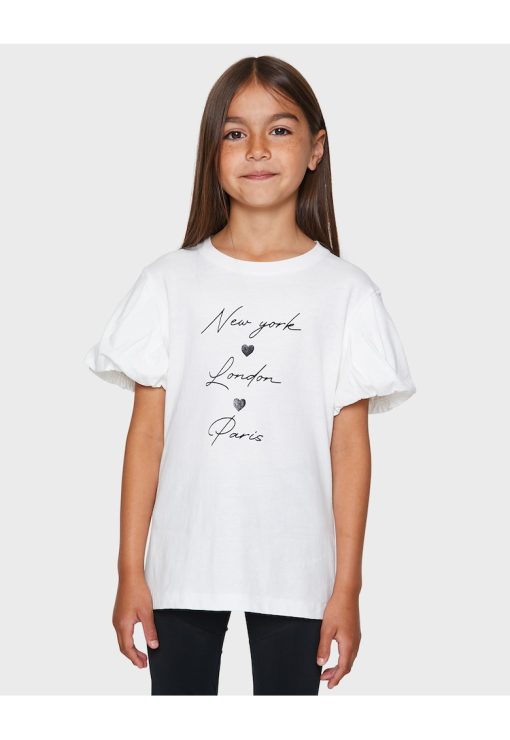 Tricou supradimensionat cu maneci bufante-FETE-