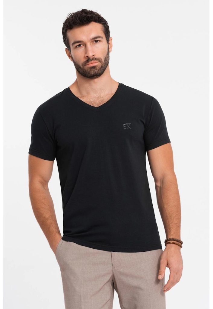 Tricou uni cu decolteu in V-BARBATI-IMBRACAMINTE/Tricouri si maiouri