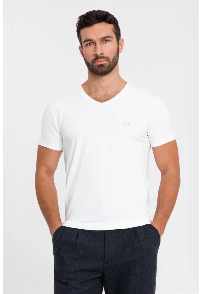 Tricou uni cu decolteu in V-BARBATI-IMBRACAMINTE/Tricouri si maiouri