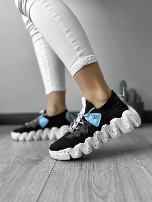 Adidasi dama casual din panza  negri cu talpa alba H25  T14-1-Incaltaminte > Incaltaminte dama > Adidasi dama