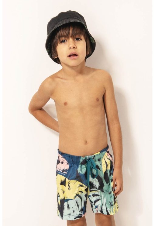 Bermude de baie cu imprimeu grafic-BAIETI/IMBRACAMINTE/Costume de baie-IMBRACAMINTE/Costume de baie