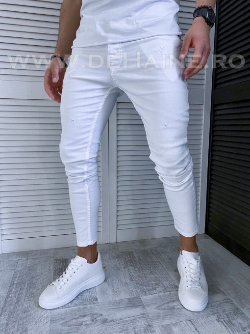 Blugi barbati conici albi 082 N8-4.1-Blugi barbati