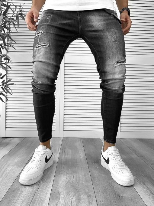 Blugi barbati conici negri 5798 D6-5.1-Blugi barbati