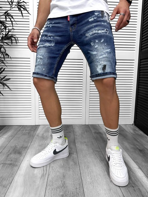 Blugi barbati scurti conici albastri  5714 D4-2.3-Blugi barbati > Blugi scurti