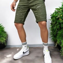 Blugi barbati scurti conici kaki 5716 H6-5-Blugi barbati > Blugi scurti