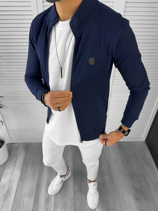 Bluza barbati bleumarin slim fit 12977 N7-4.3-Bluze barbati