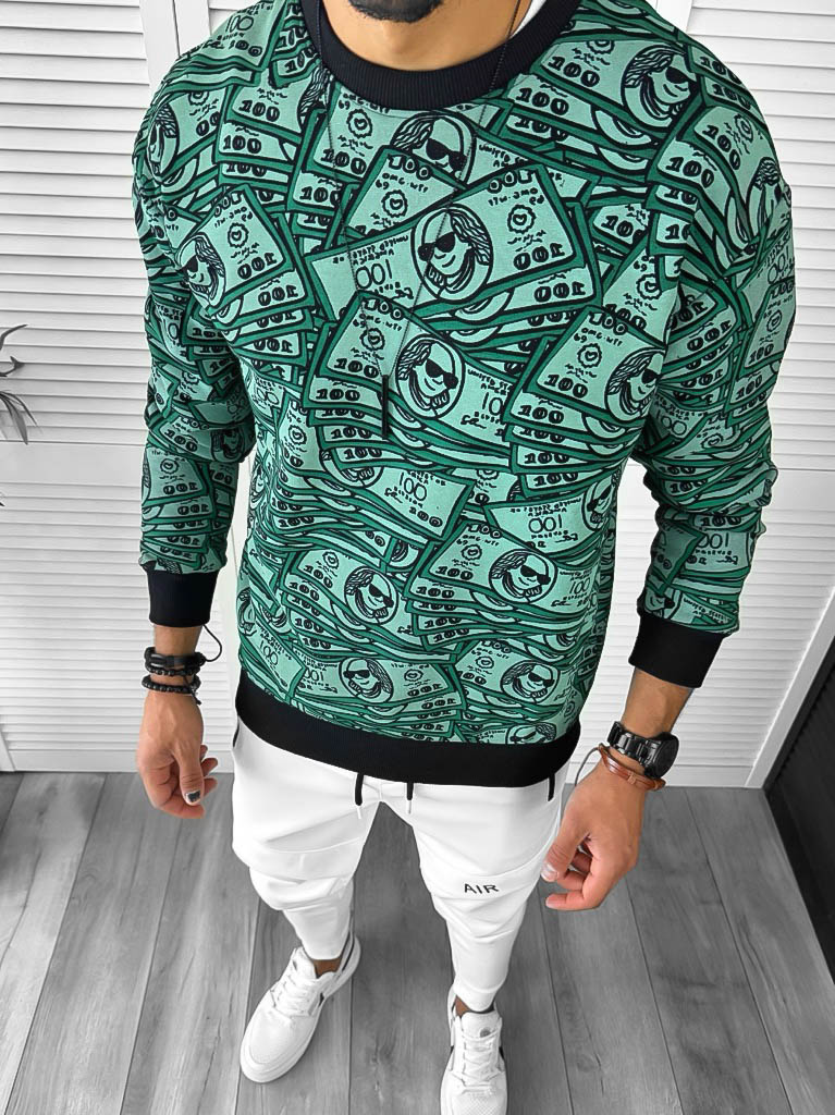 Bluza barbati verde slim fit K370 D5-1.4-Bluze barbati