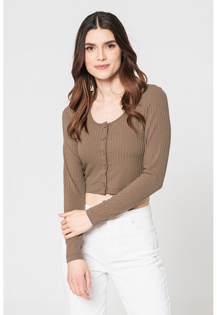 Bluza crop cu aspect striat Kaya-FEMEI/IMBRACAMINTE/Bluze-IMBRACAMINTE/Bluze